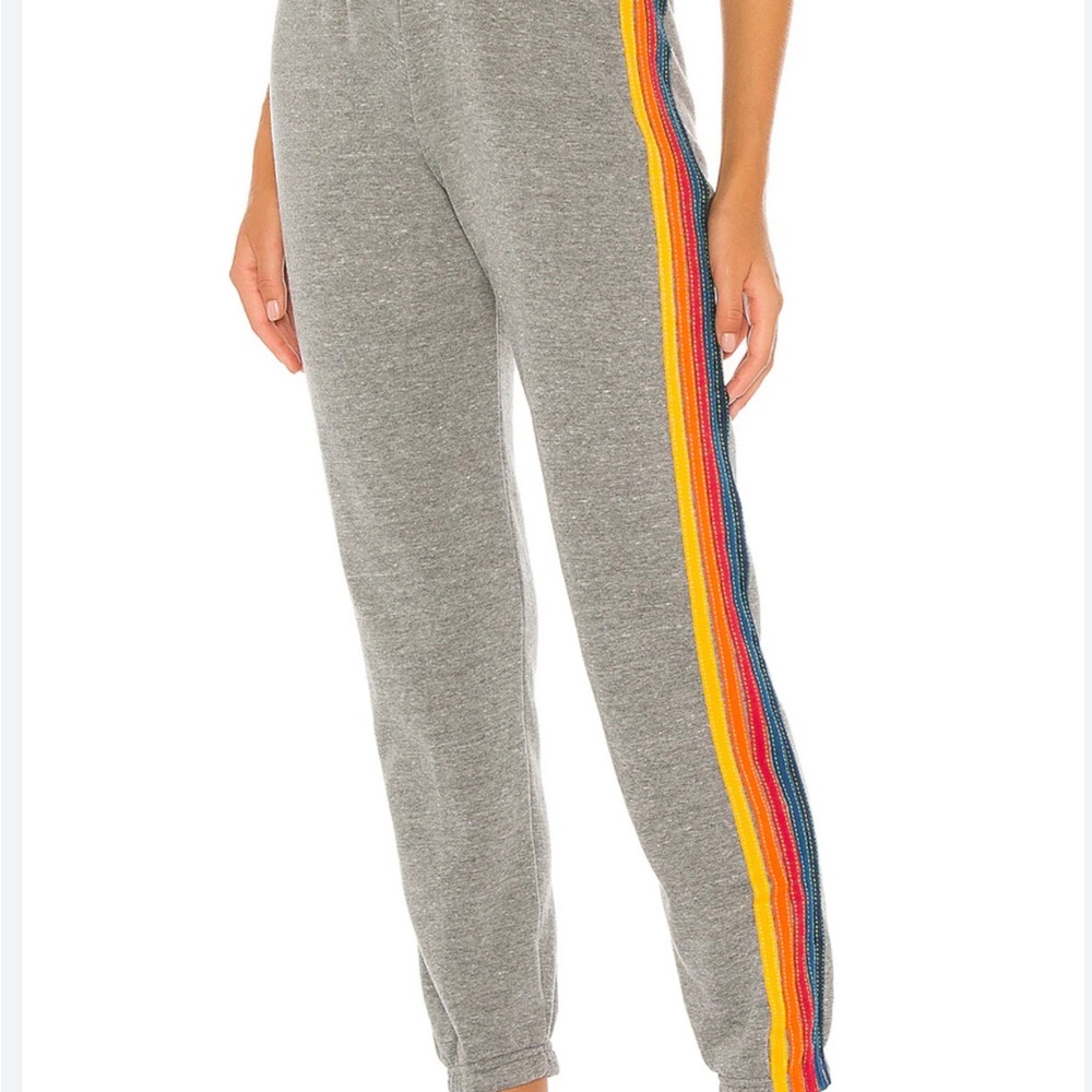 Aviator nation grey sweatpants with stripes